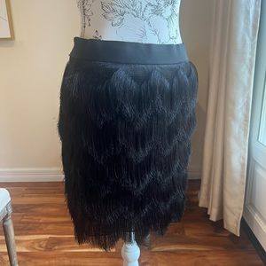 Studio M elastic waist Black Mini Fringe Skirt - NWT